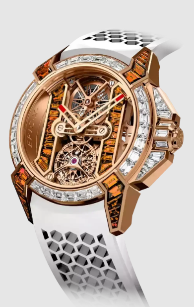 Review Jacob & Co Epic X Tourbillon Baguette ORANGE SAPPHIRES EX520.43.AC.AA.A Replica watch